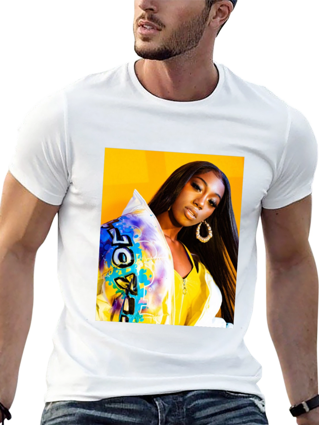 Trendy Graphic T-Shirt - Woman Portrait Black Tee