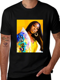 Trendy Graphic T-Shirt - Woman Portrait Black Tee