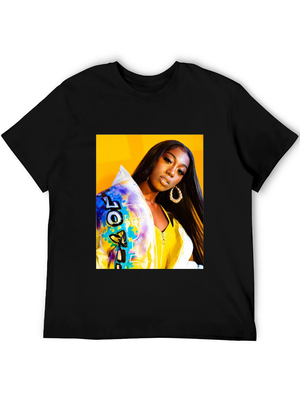 Trendy Graphic T-Shirt - Woman Portrait Black Tee