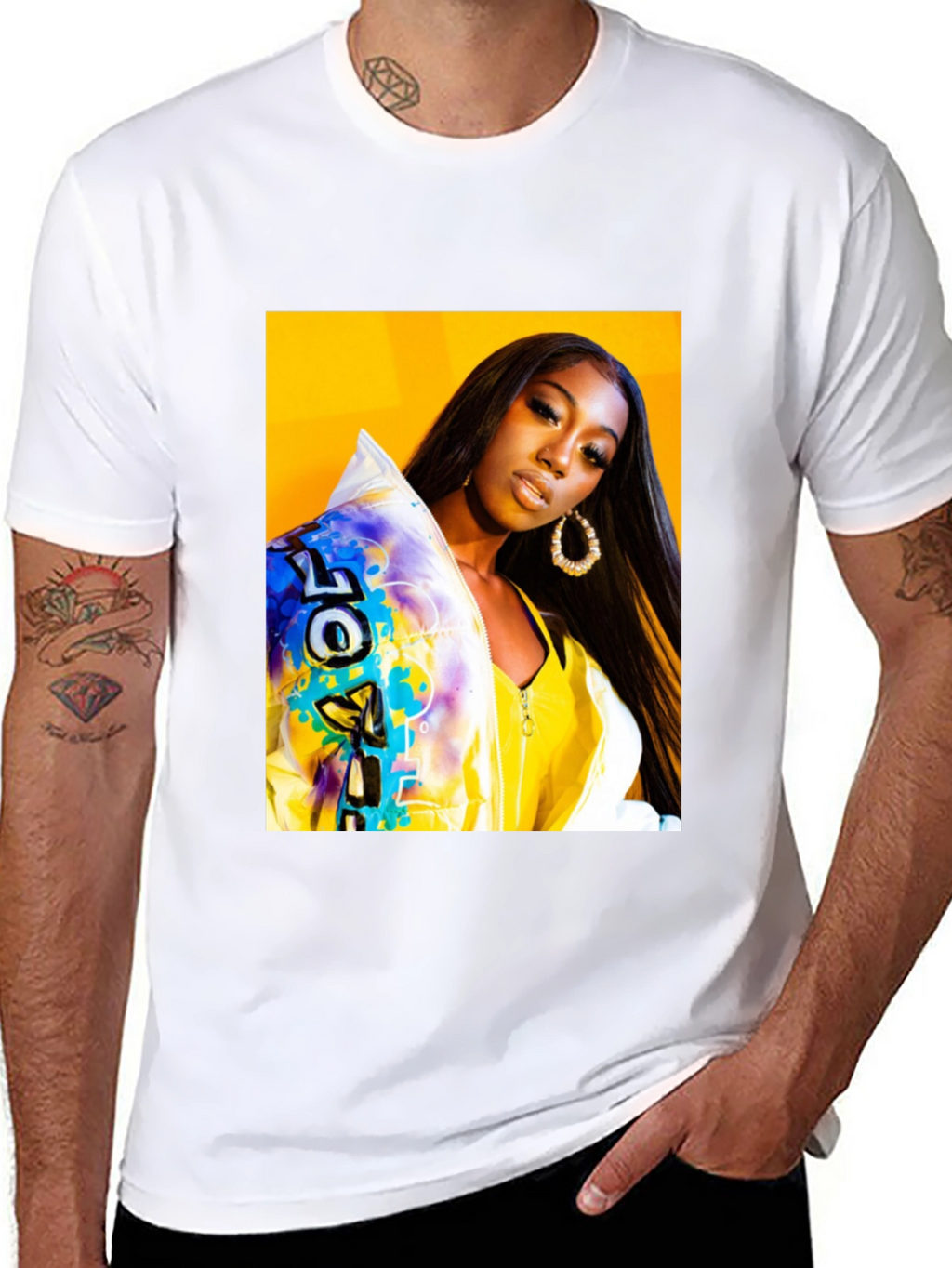 Trendy Graphic T-Shirt - Woman Portrait Black Tee