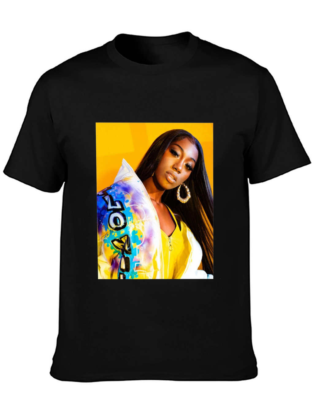 Trendy Graphic T-Shirt - Woman Portrait Black Tee