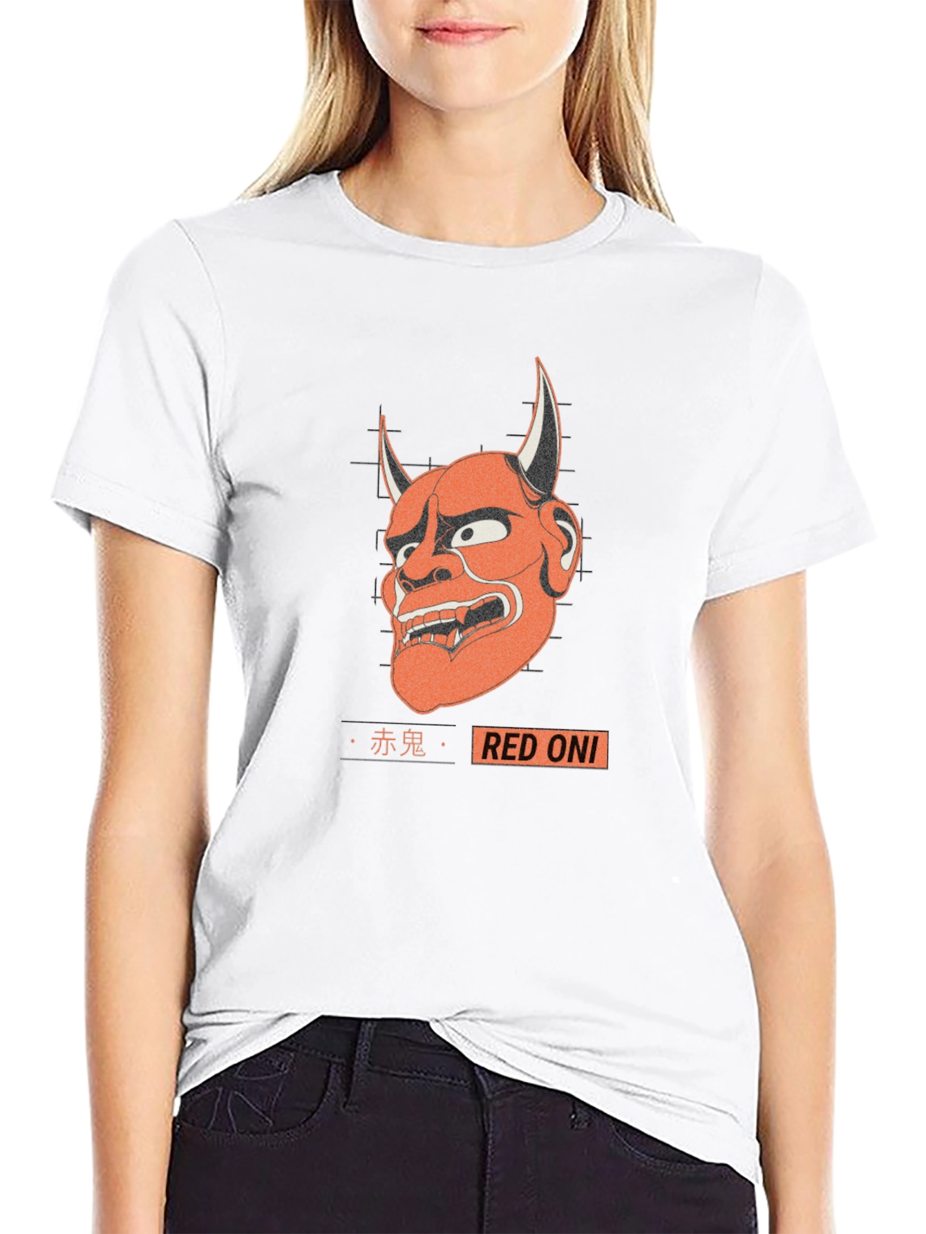 Red Oni Graphic Tee - Japanese Demon T-Shirt