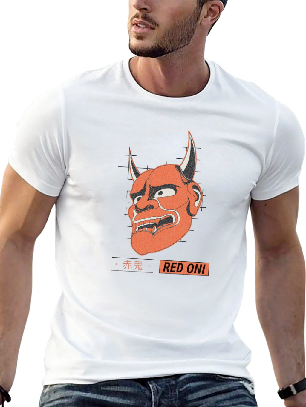 Red Oni Graphic Tee - Japanese Demon T-Shirt
