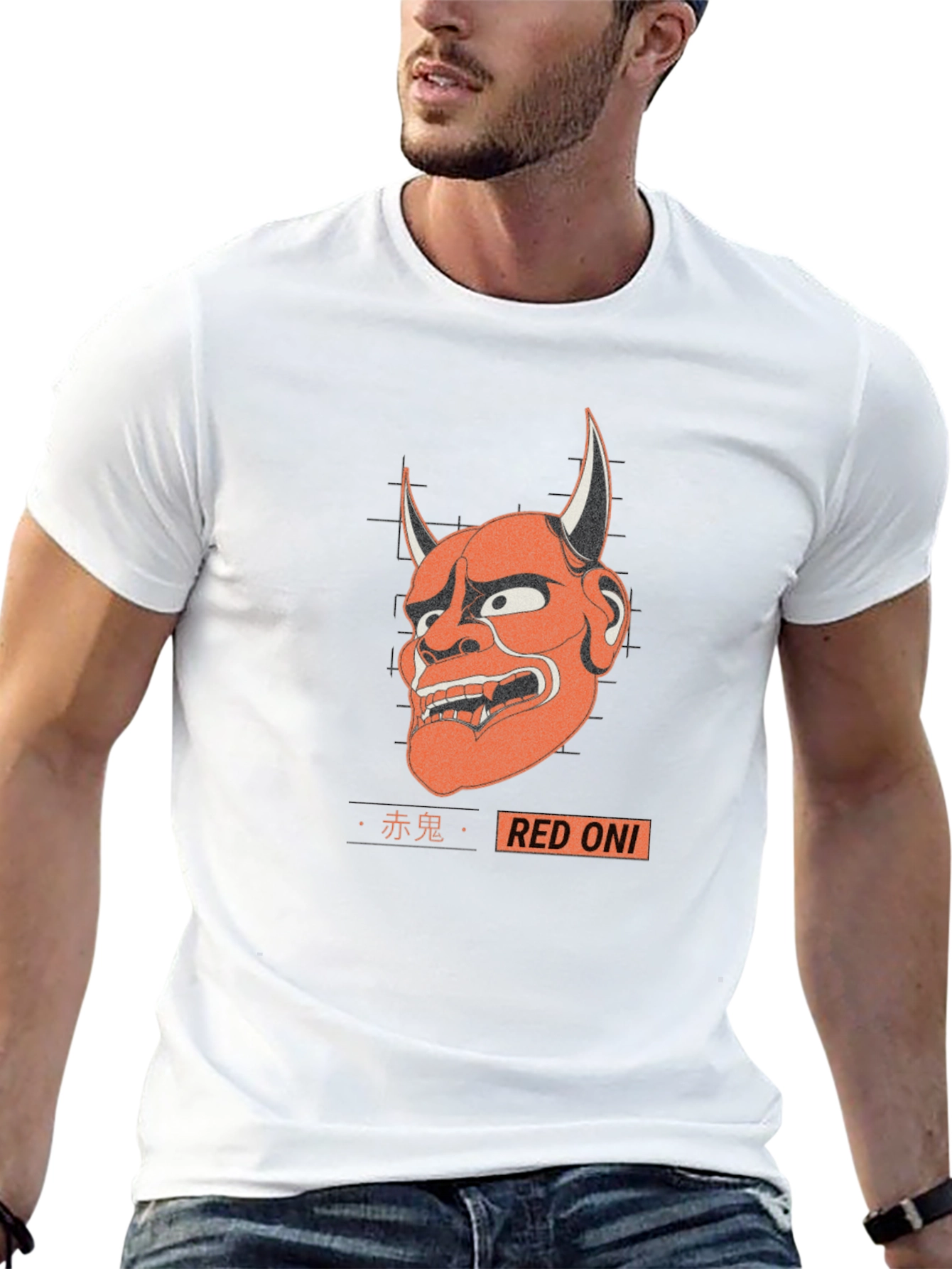 Red Oni Graphic Tee - Japanese Demon T-Shirt