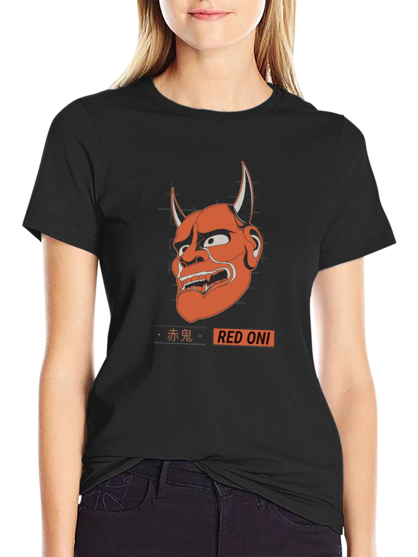 Red Oni Graphic Tee - Japanese Demon T-Shirt