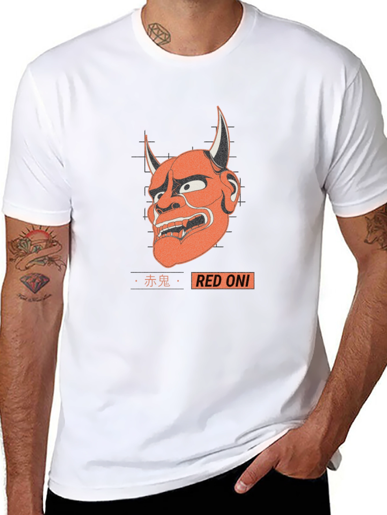 Red Oni Graphic Tee - Japanese Demon T-Shirt