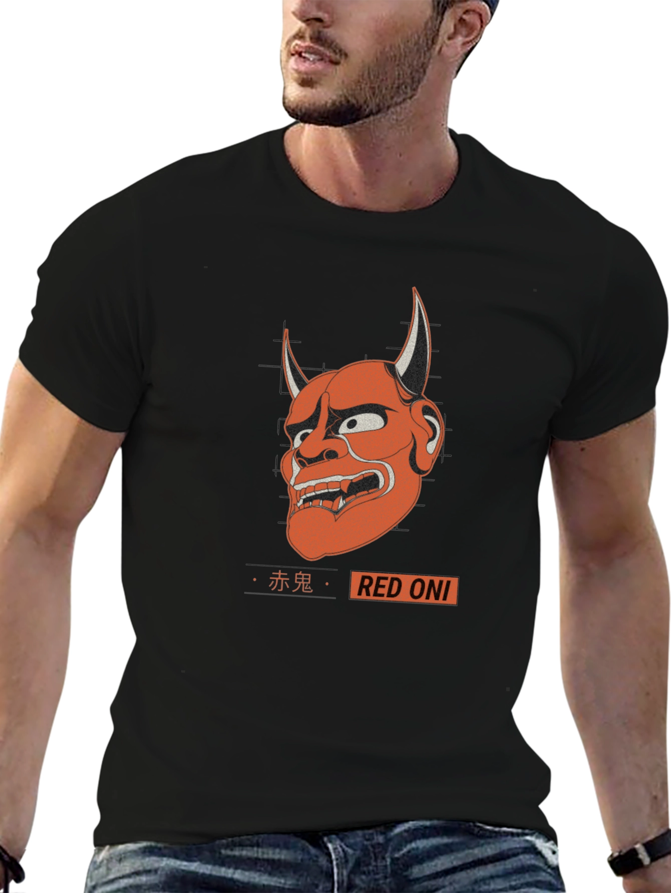 Red Oni Graphic Tee - Japanese Demon T-Shirt