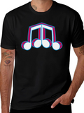 Retro Music Note T-Shirt - Black