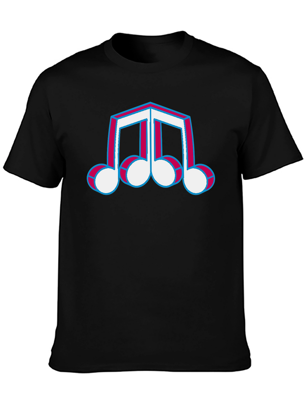 Retro Music Note T-Shirt - Black