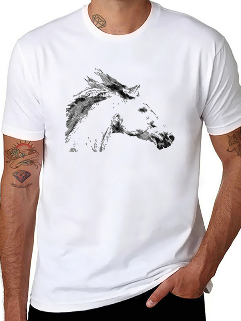 Black Horse Graphic T-Shirt - Stylish Casual Wear