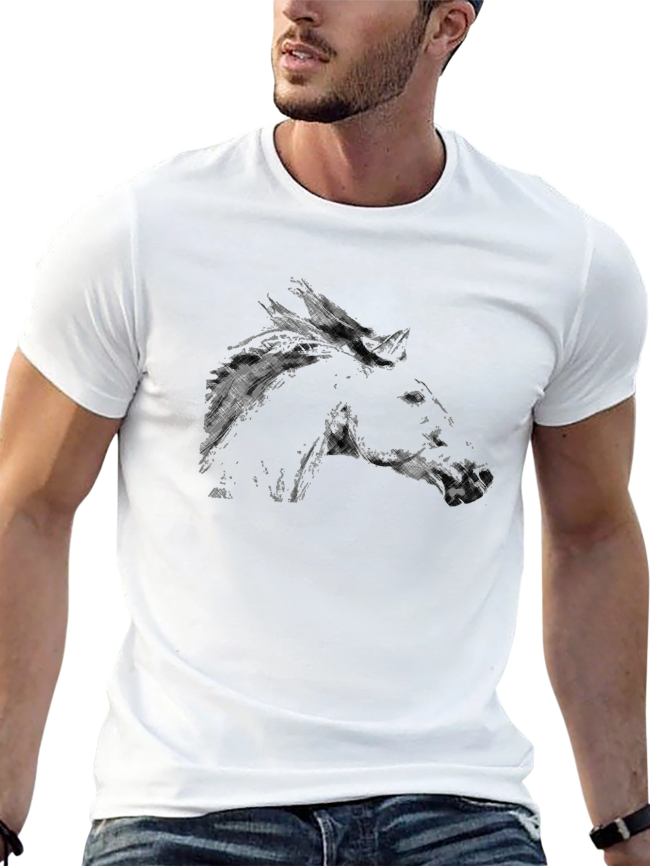 Black Horse Graphic T-Shirt - Stylish Casual Wear