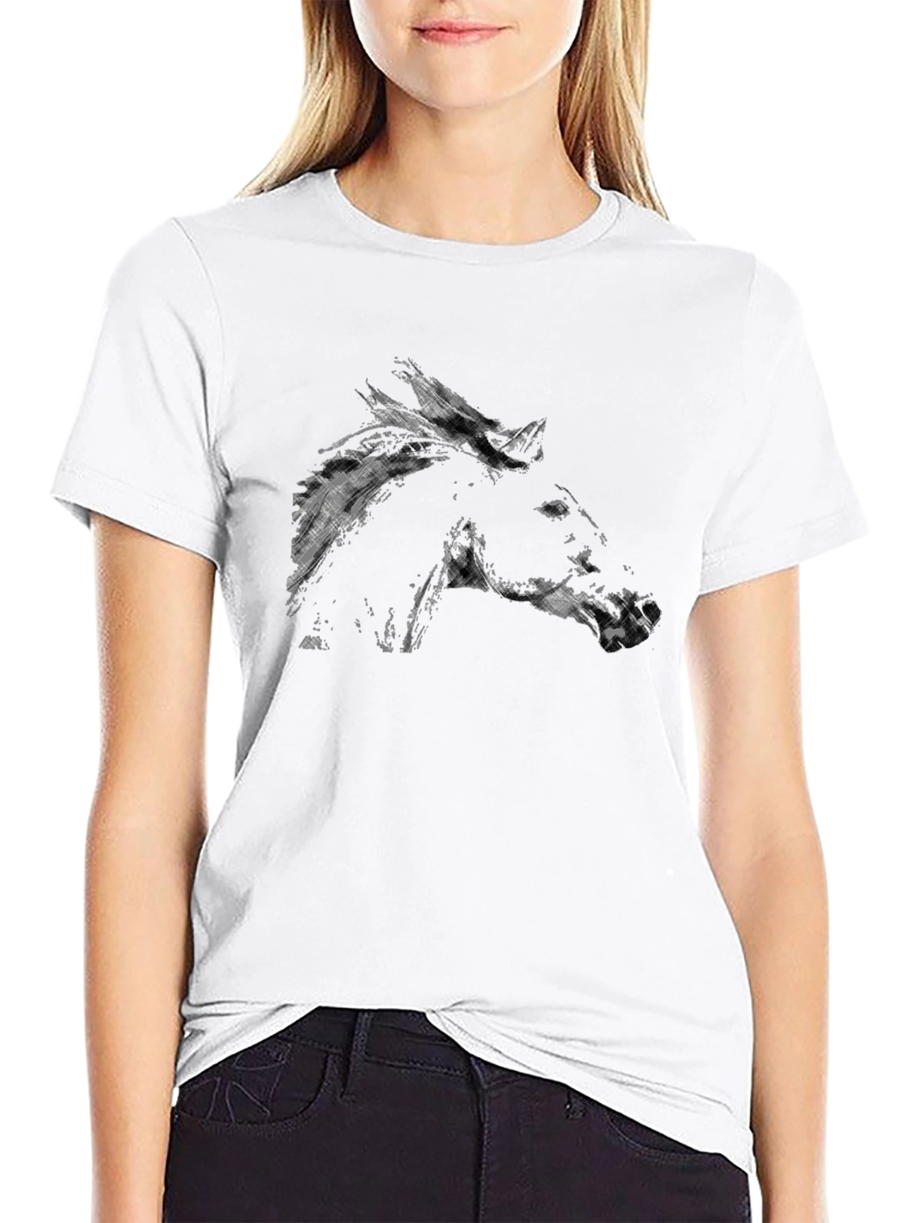 Black Horse Graphic T-Shirt - Stylish Casual Wear