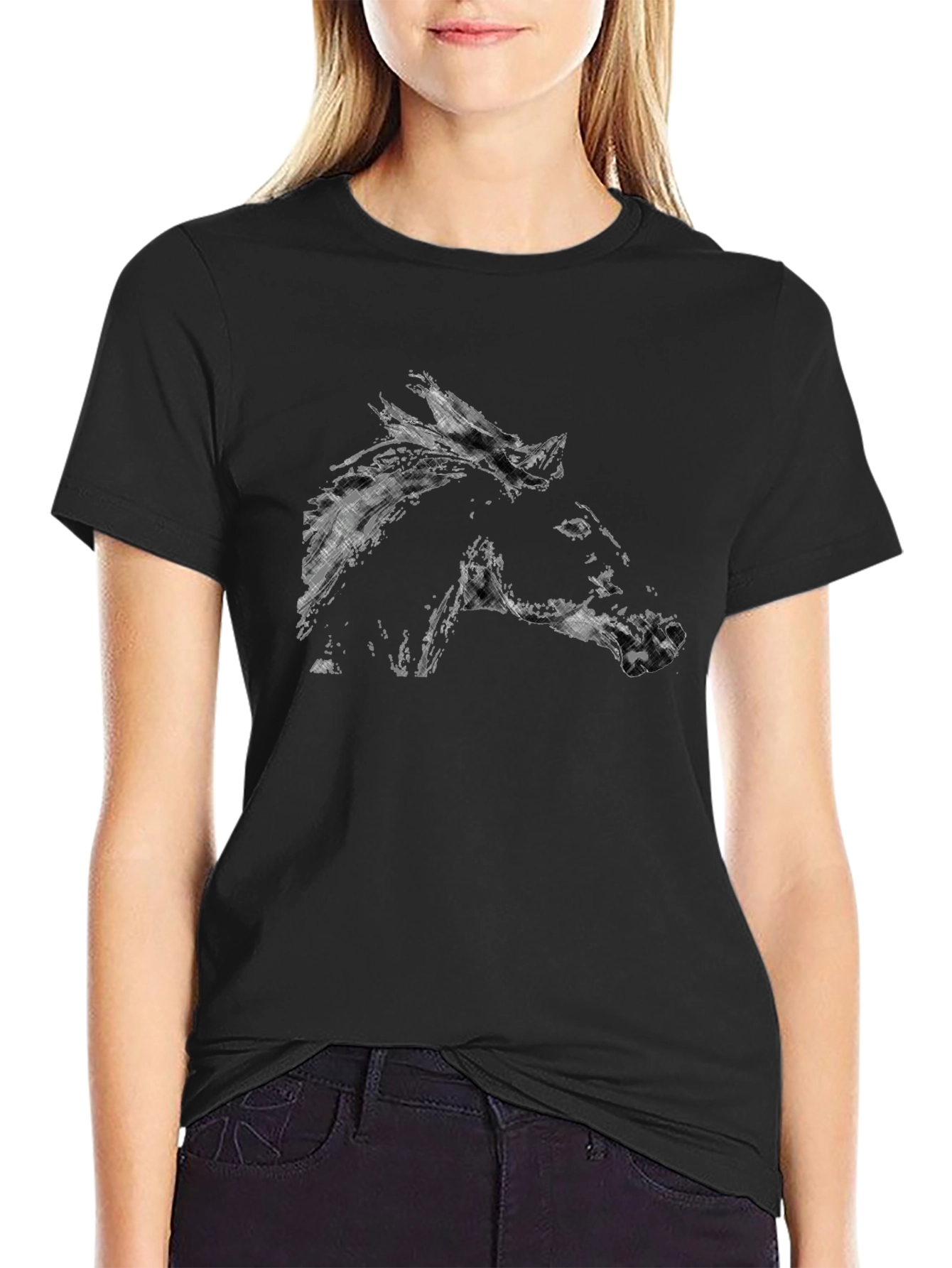 Black Horse Graphic T-Shirt - Stylish Casual Wear