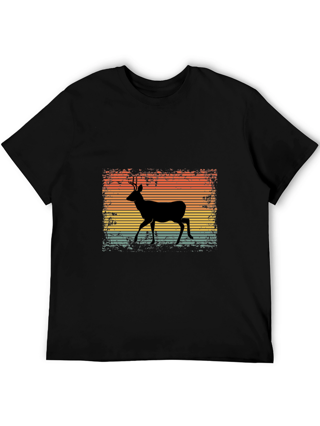 Retro Deer Graphic Tee - Black