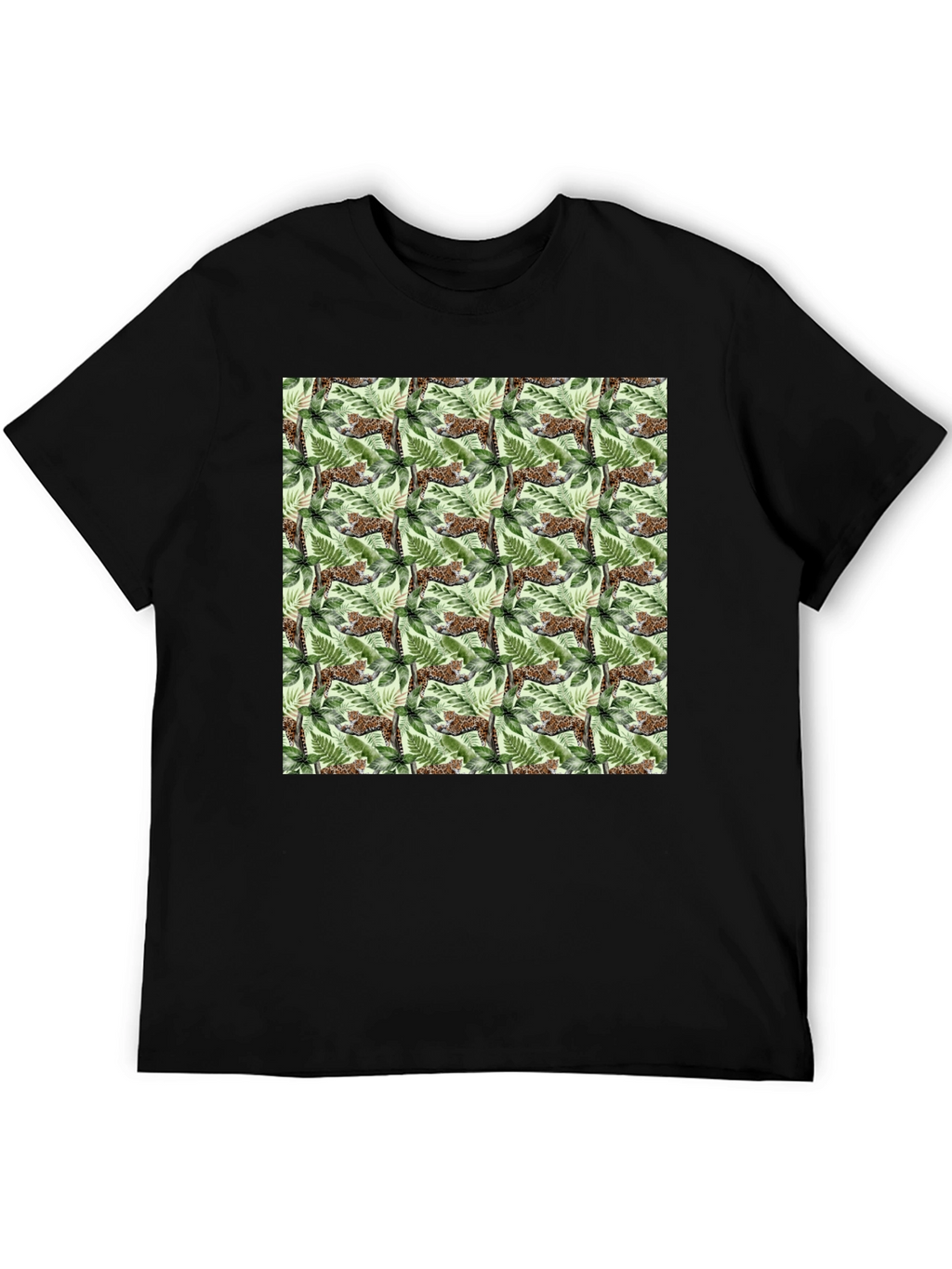 Jungle Cat Print Crew Neck T-Shirt