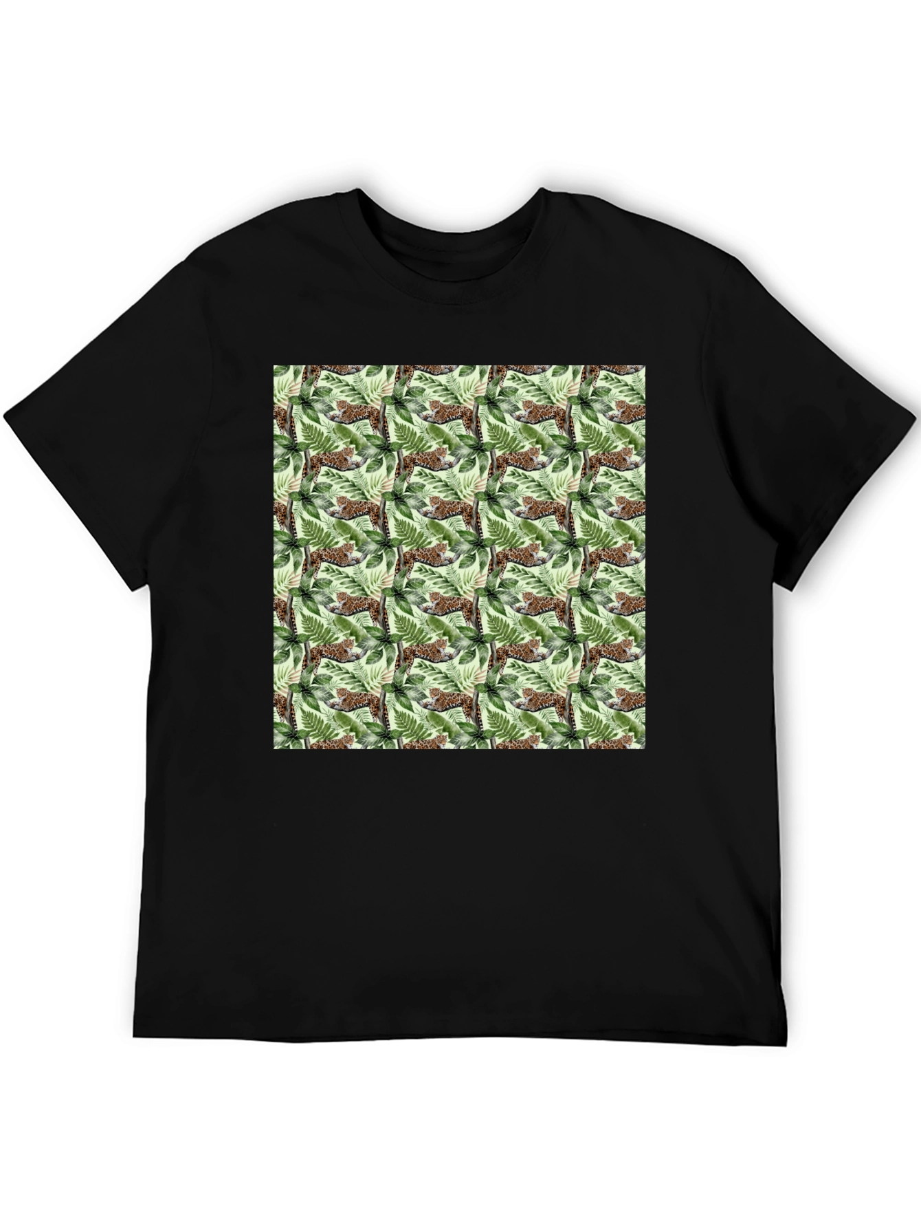 Jungle Cat Print Crew Neck T-Shirt