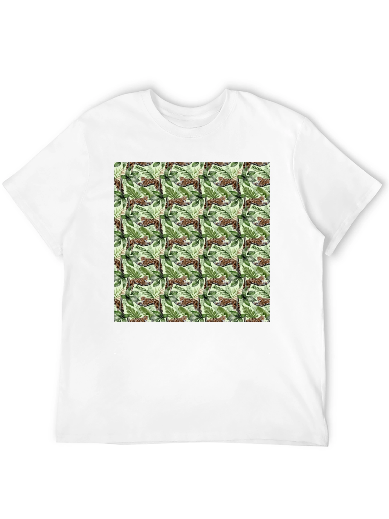 Jungle Cat Print Crew Neck T-Shirt
