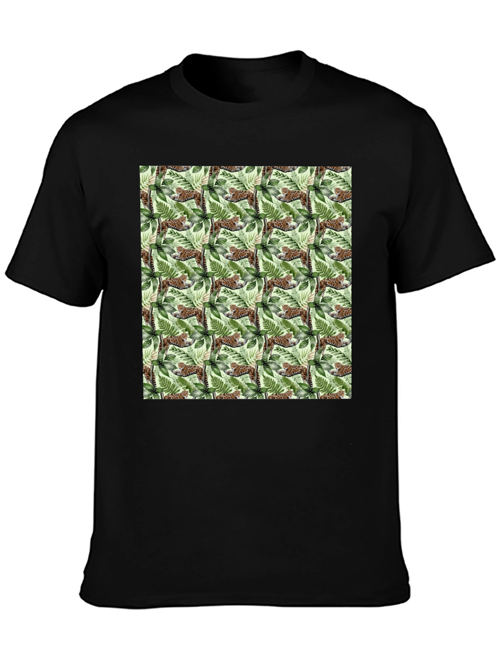 Jungle Cat Print Crew Neck T-Shirt