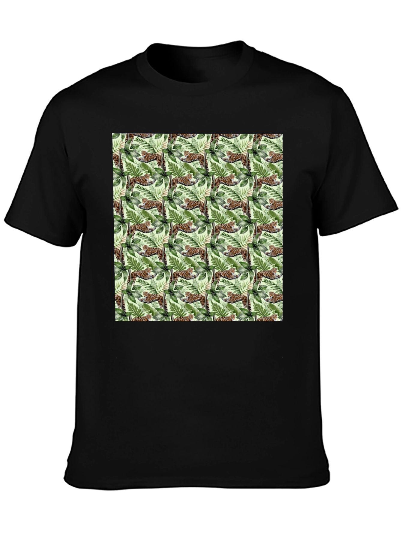 Jungle Cat Print Crew Neck T-Shirt