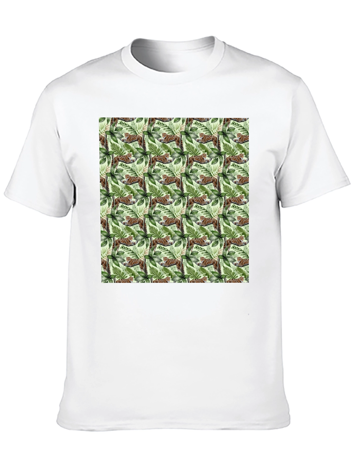 Jungle Cat Print Crew Neck T-Shirt