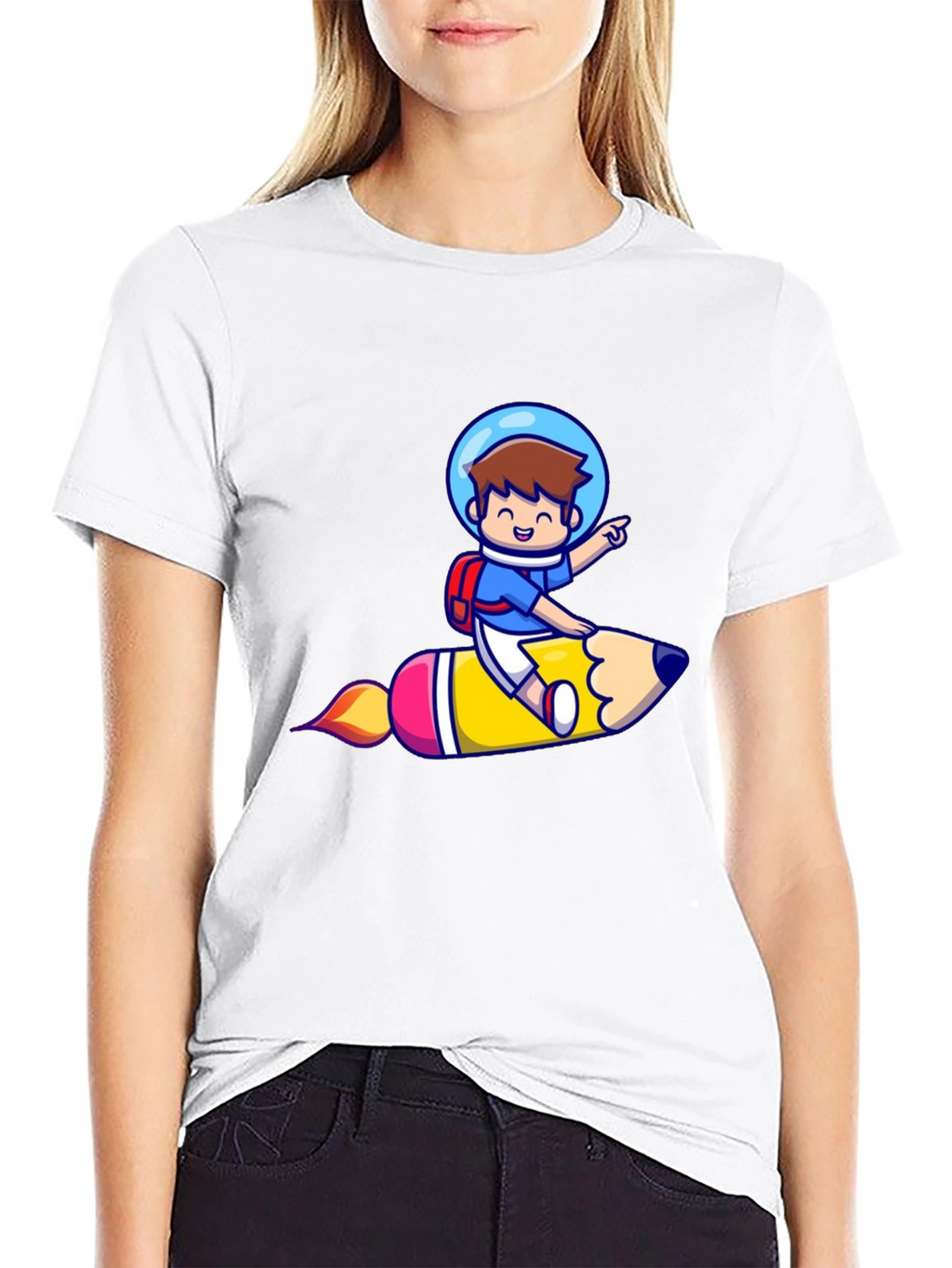 Astronaut Pencil Ride Graphic T-Shirt