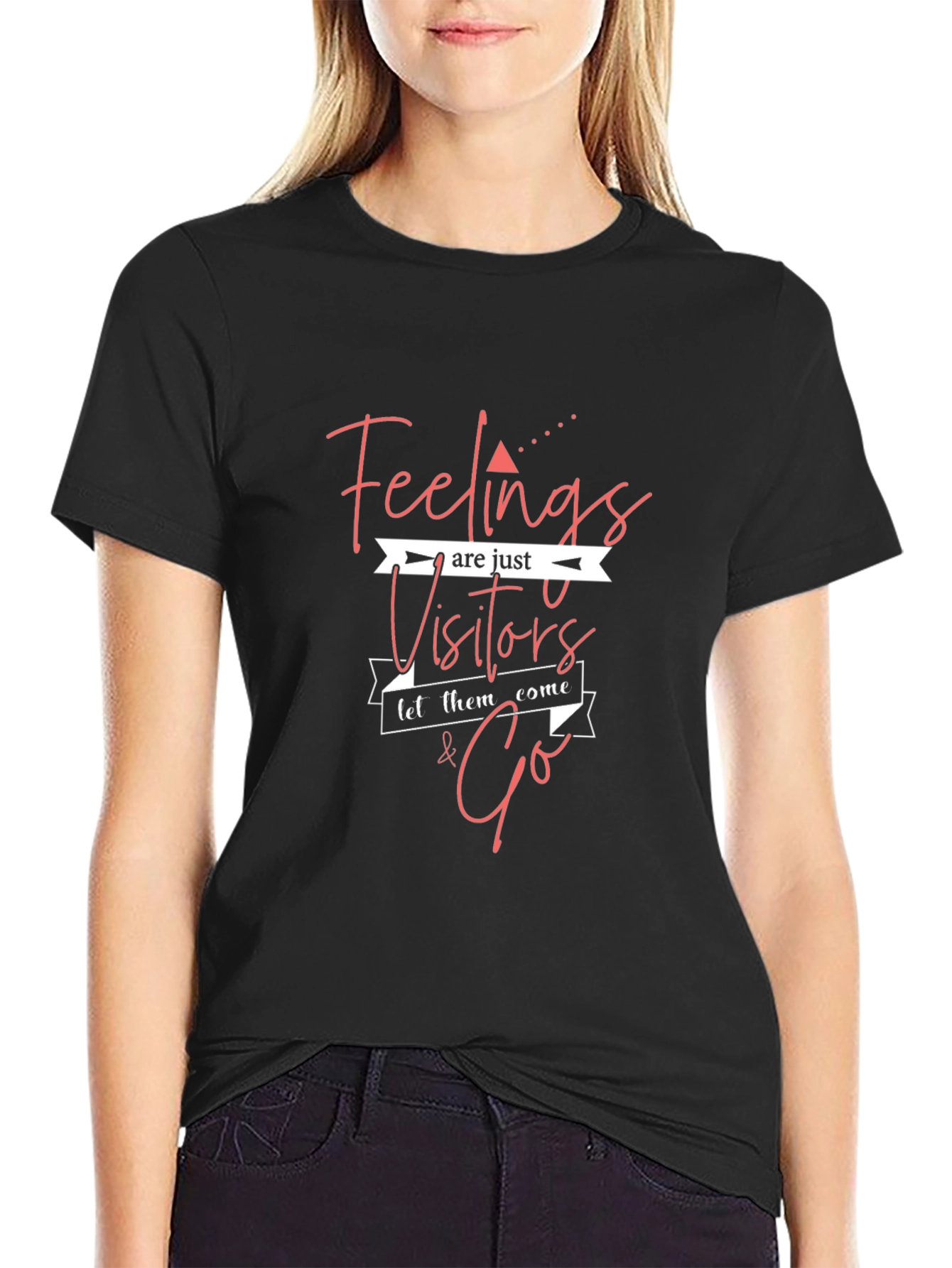 Feelings Are Just Visitors T-Shirt - Black