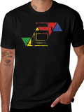 Retro Van Geometric Design Black T-Shirt