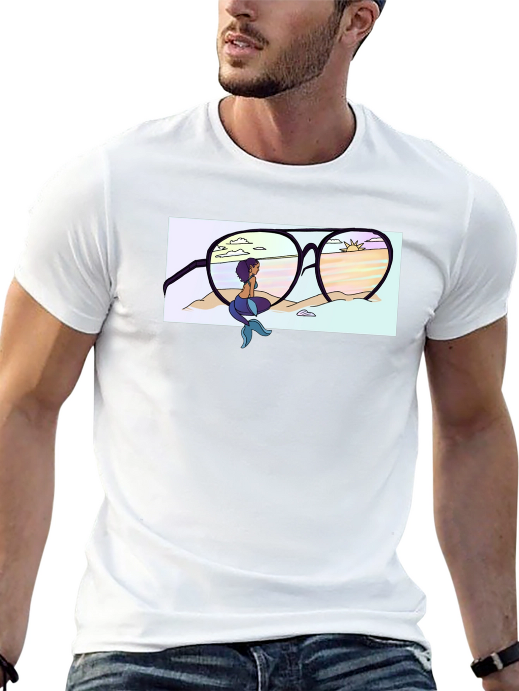 Mermaid Beach Sunglasses Graphic T-Shirt