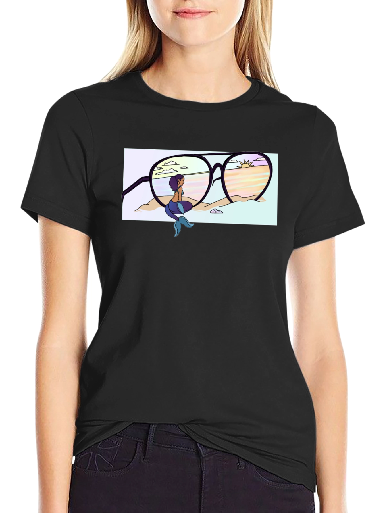 Mermaid Beach Sunglasses Graphic T-Shirt