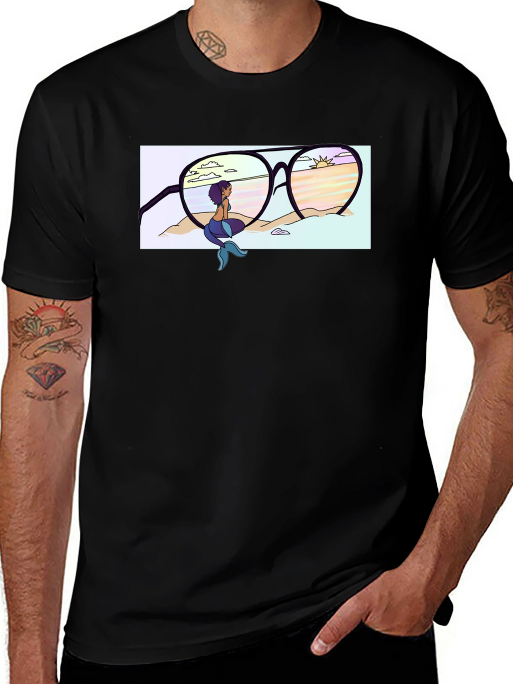 Mermaid Beach Sunglasses Graphic T-Shirt