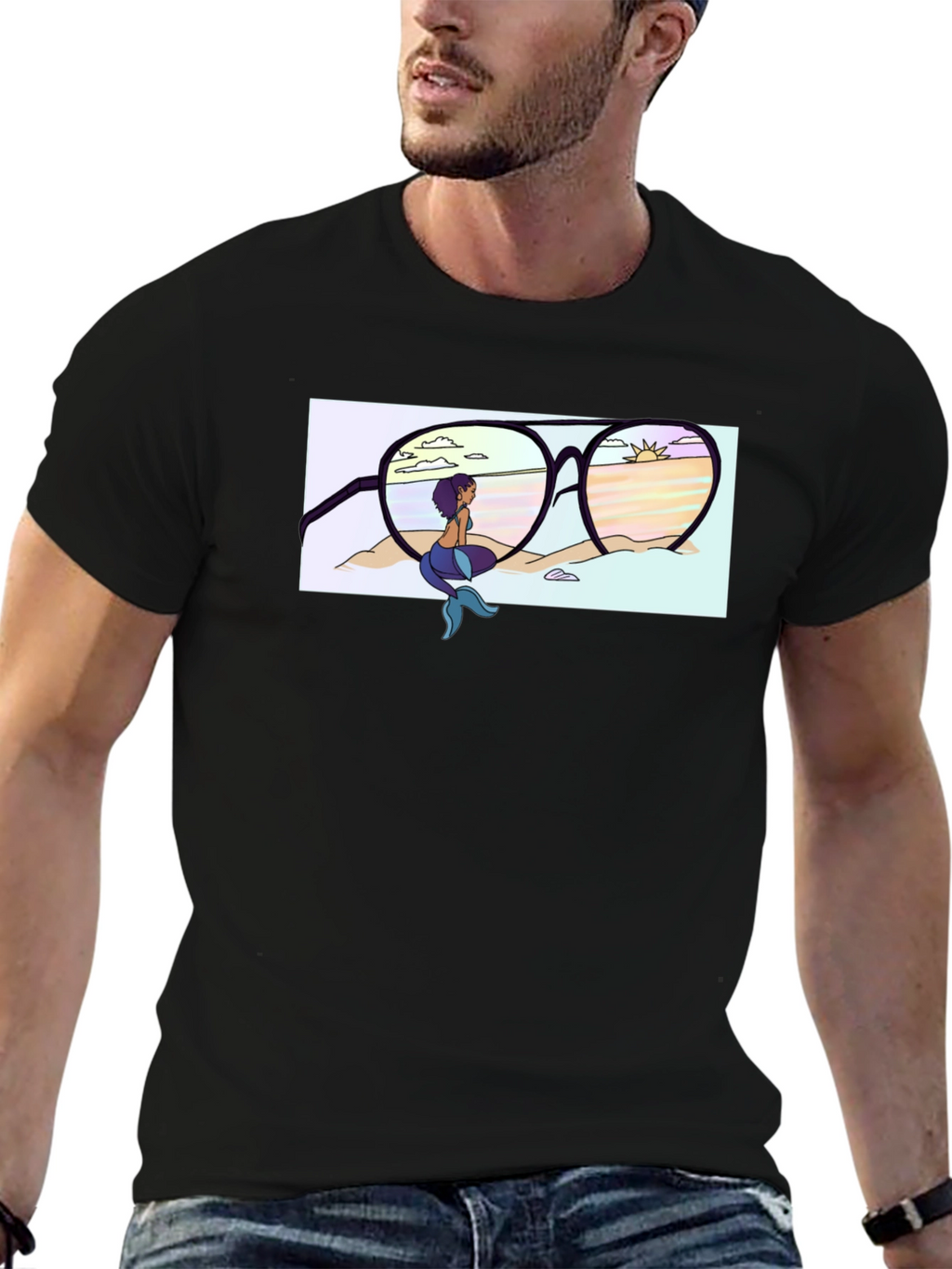 Mermaid Beach Sunglasses Graphic T-Shirt