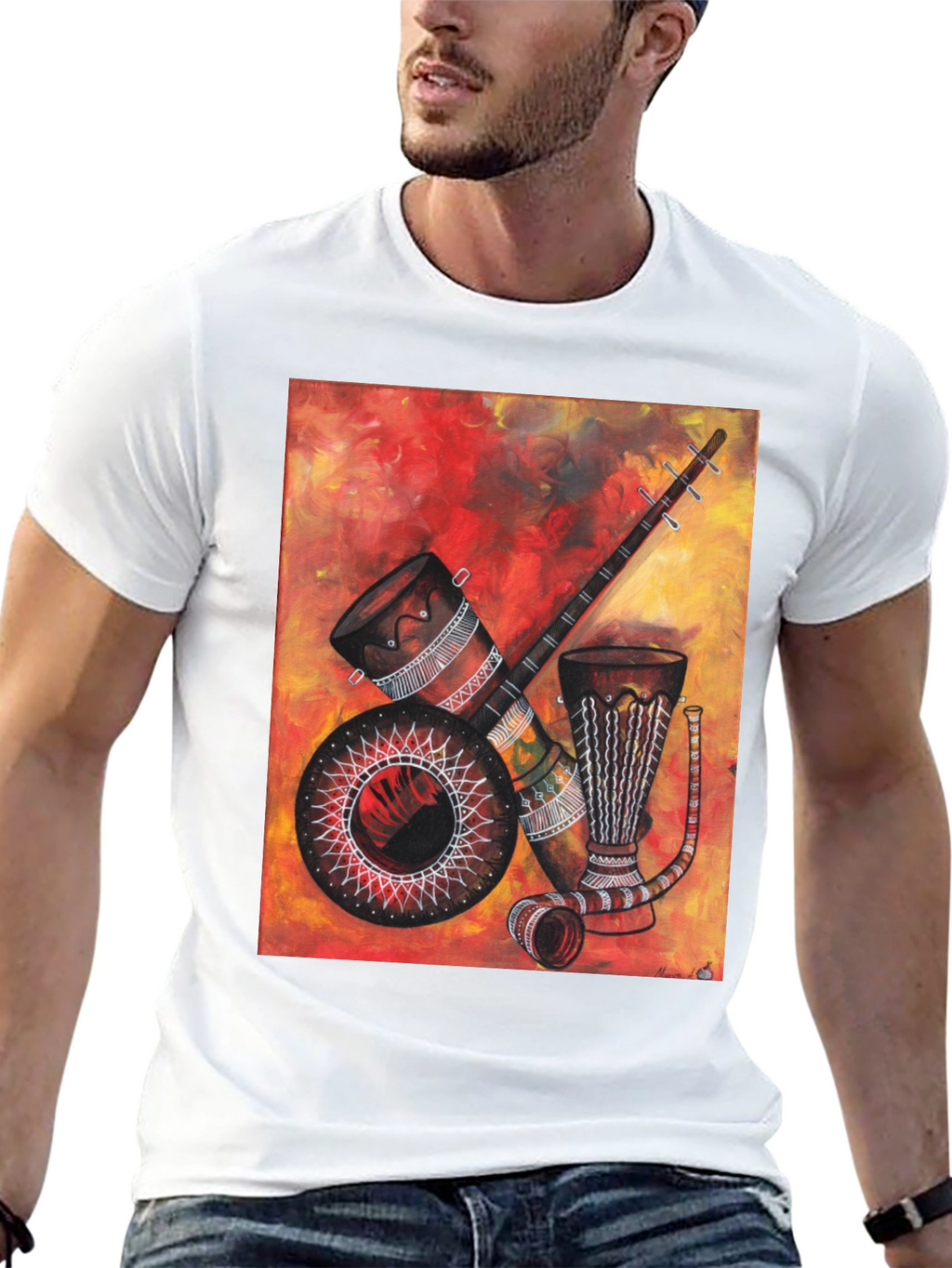 African Musical Instrument Graphic Tee - Unique Design