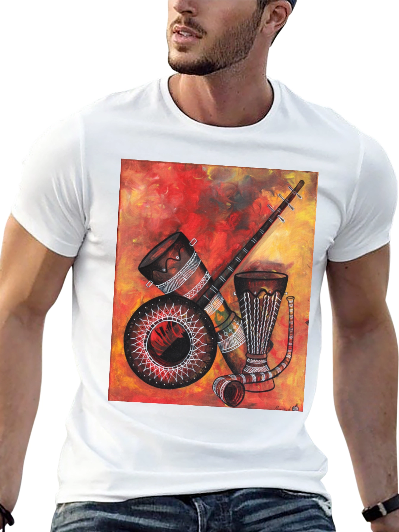 African Musical Instrument Graphic Tee - Unique Design