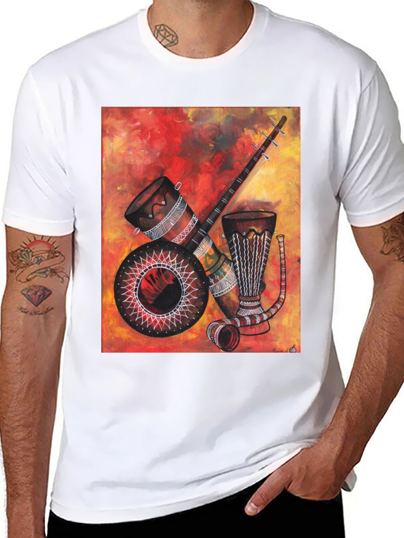 African Musical Instrument Graphic Tee - Unique Design