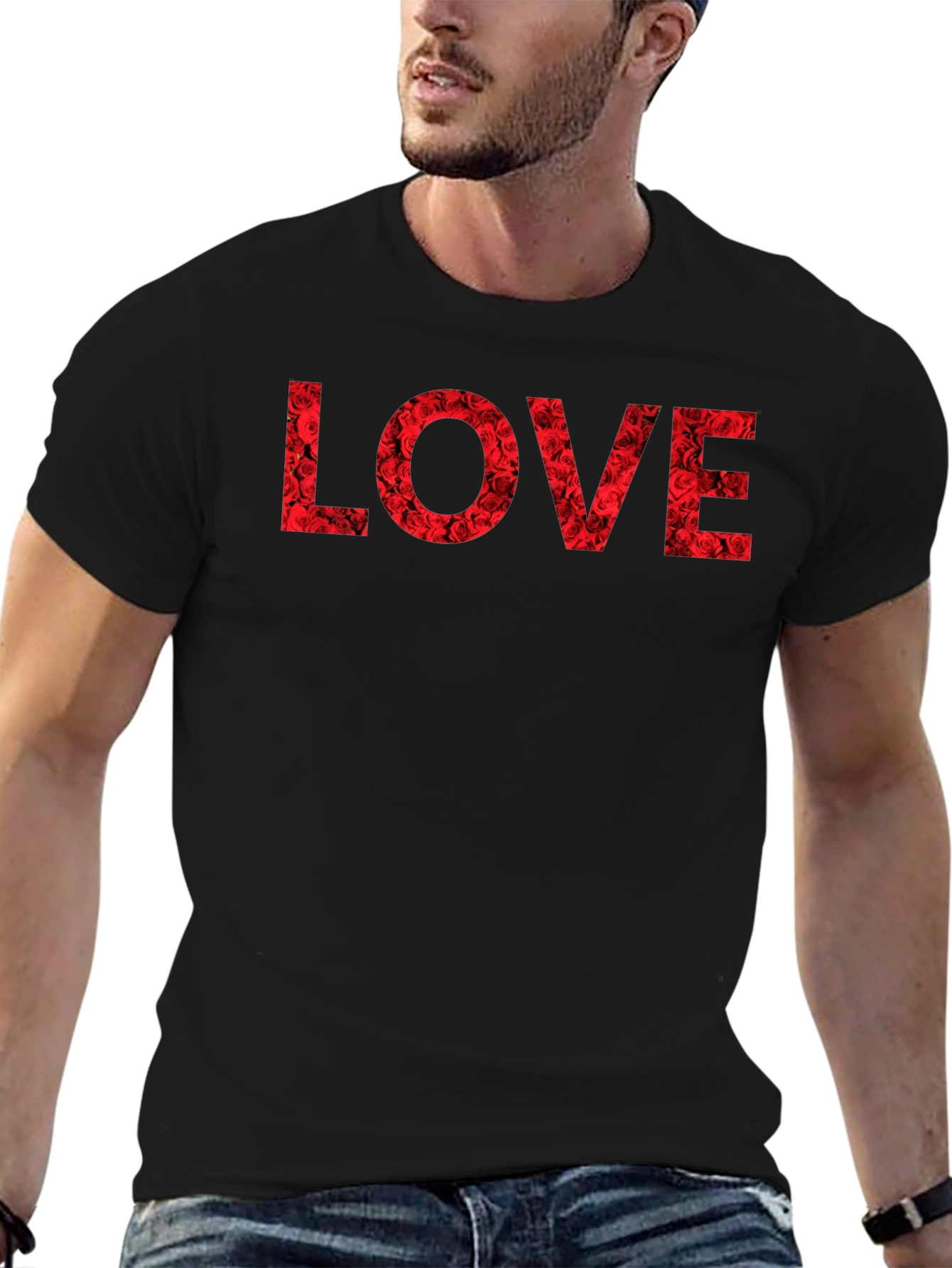 Rose LOVE Graphic T-Shirt - Black