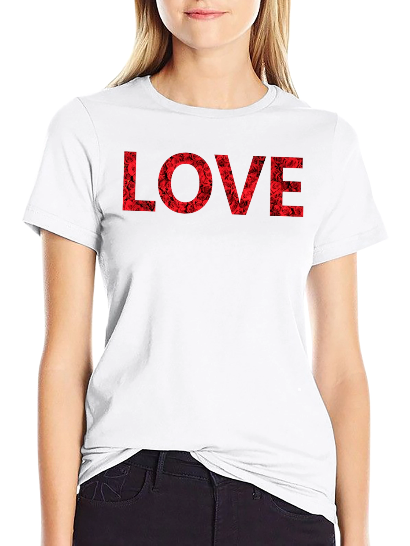 Rose LOVE Graphic T-Shirt - Black