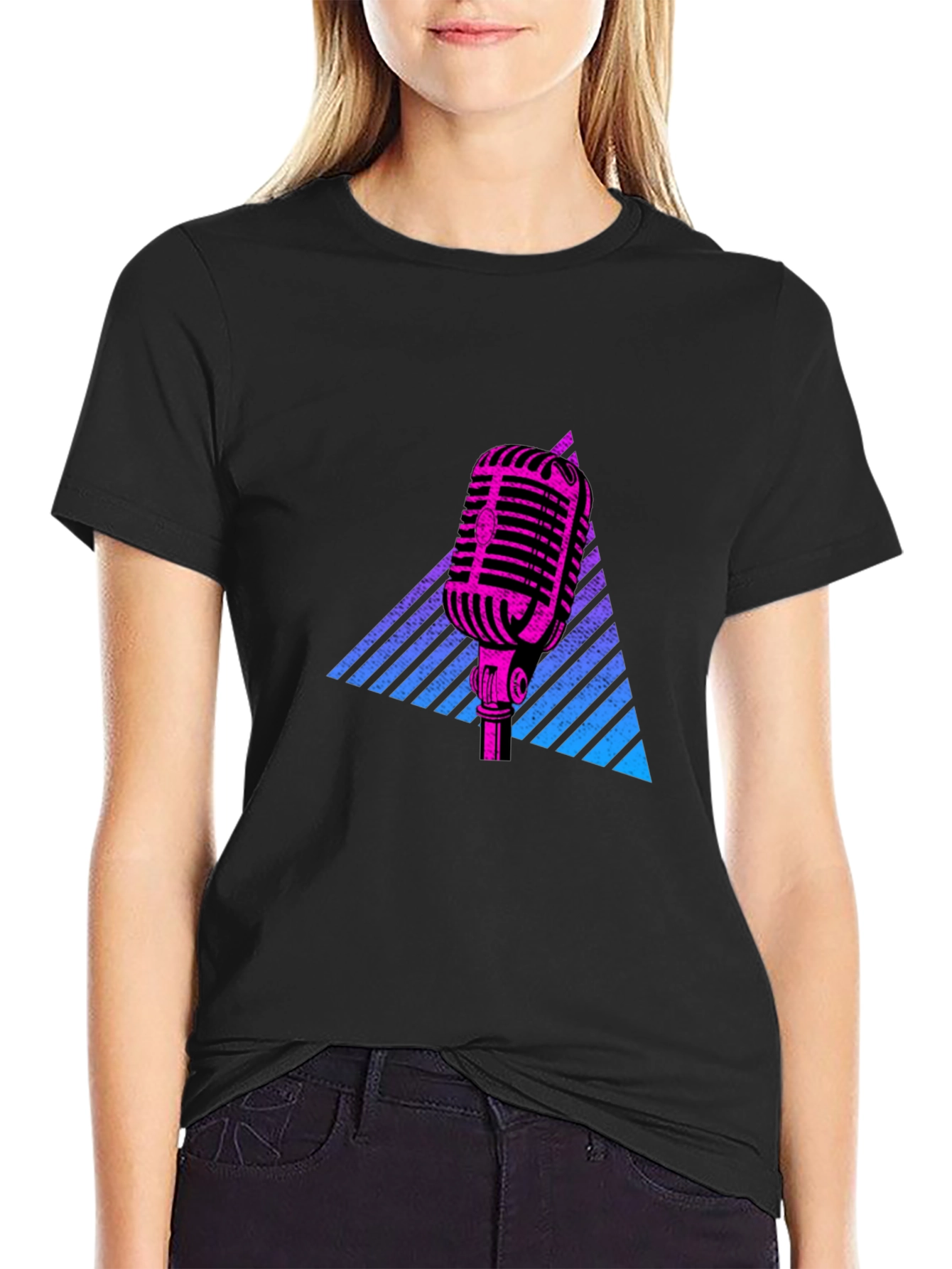 Retro Microphone Graphic Tee - Vintage Style T-Shirt