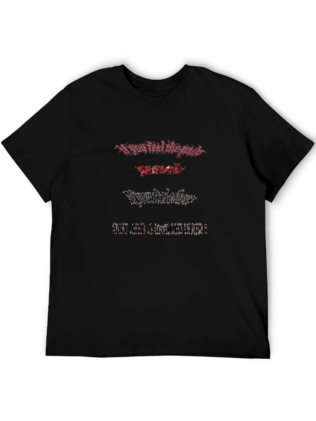 Edgy Graphic Print T-Shirt - Black