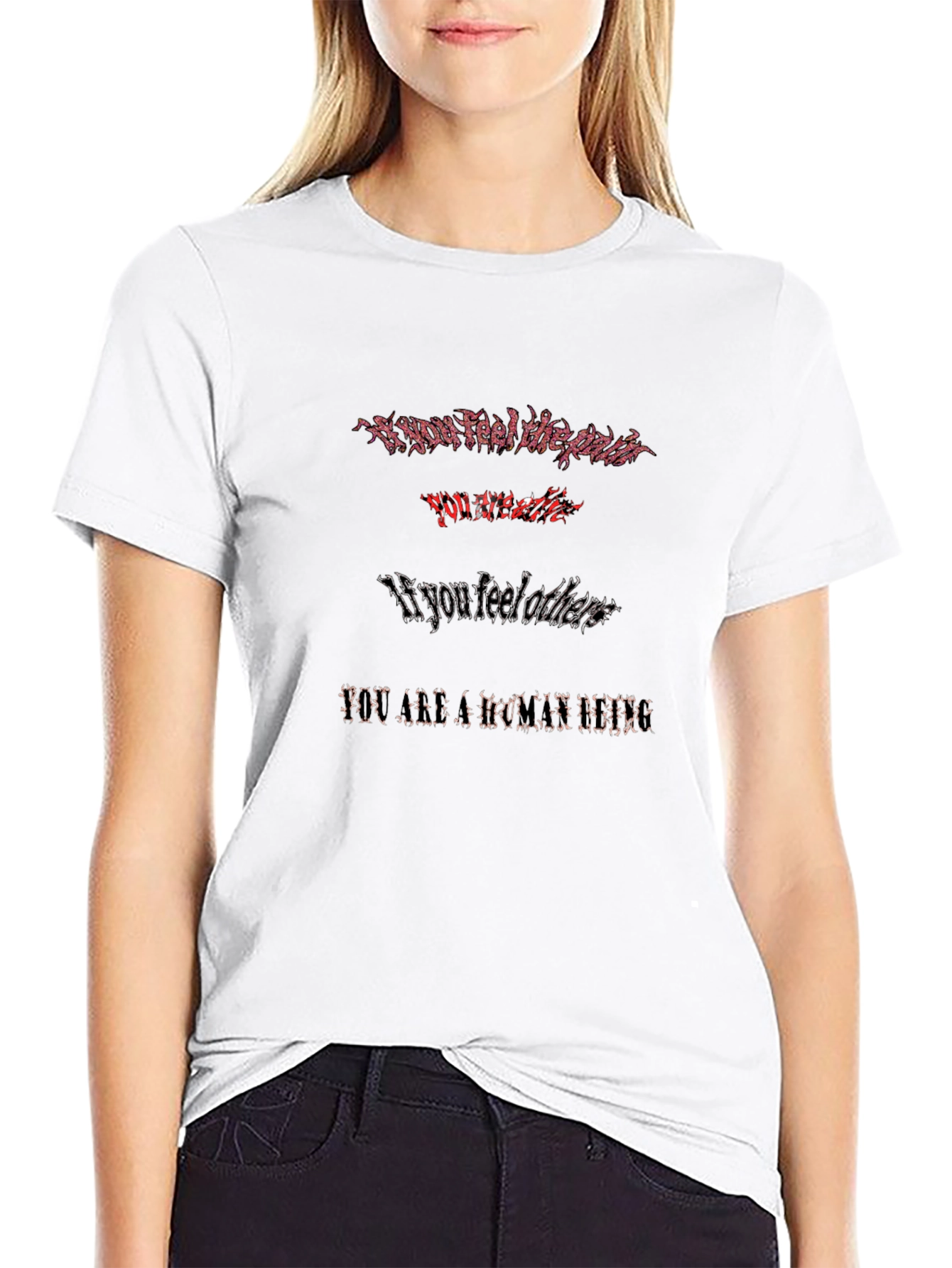 Edgy Graphic Print T-Shirt - Black