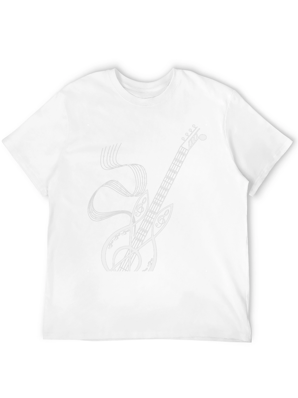Musical Guitar Graphic Tee - Black Cotton Shirt