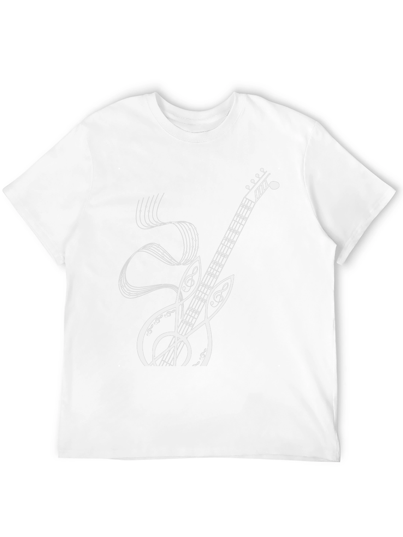 Musical Guitar Graphic Tee - Black Cotton Shirt