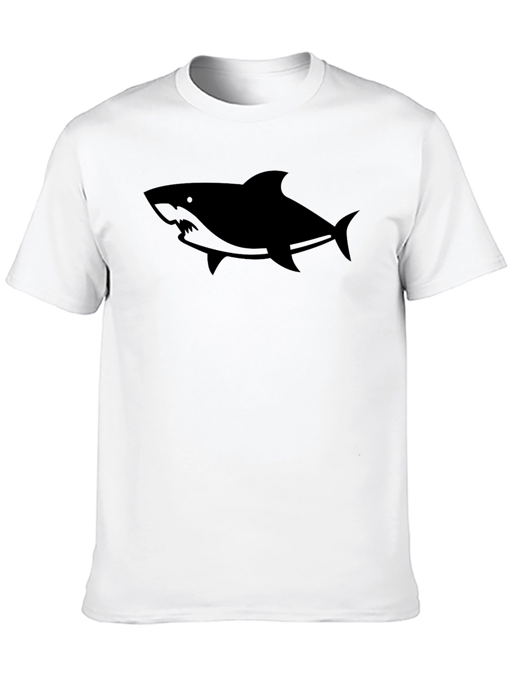 Mens Black Shark Graphic Tee - Casual Cotton T-Shirt