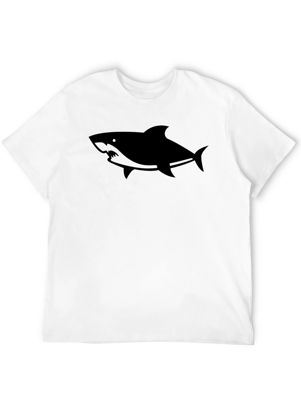 Mens Black Shark Graphic Tee - Casual Cotton T-Shirt