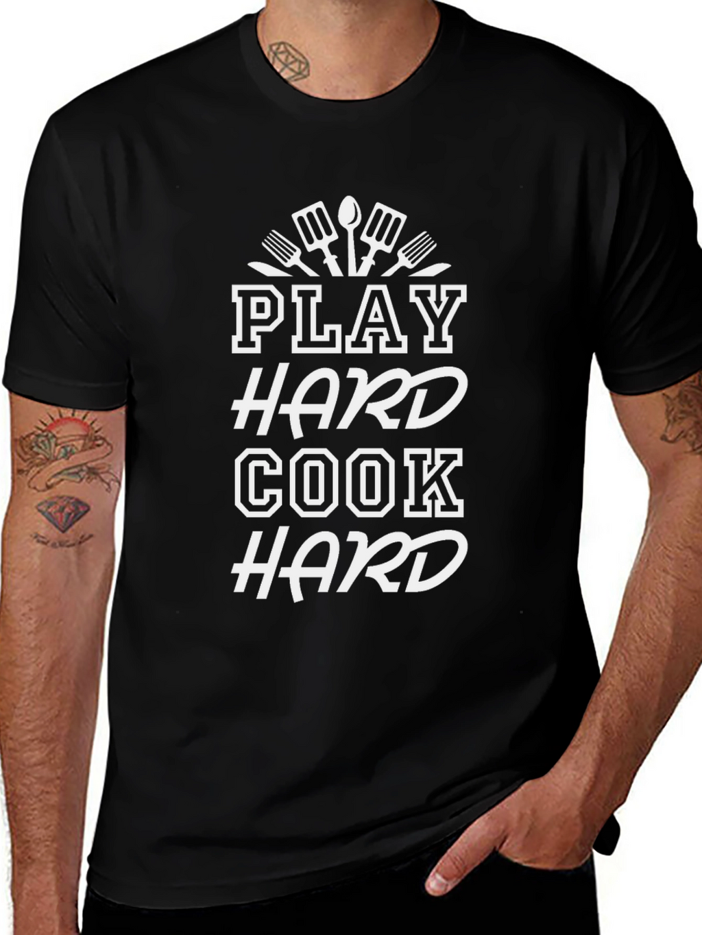 Play Hard Cook Hard Graphic Tee - Black