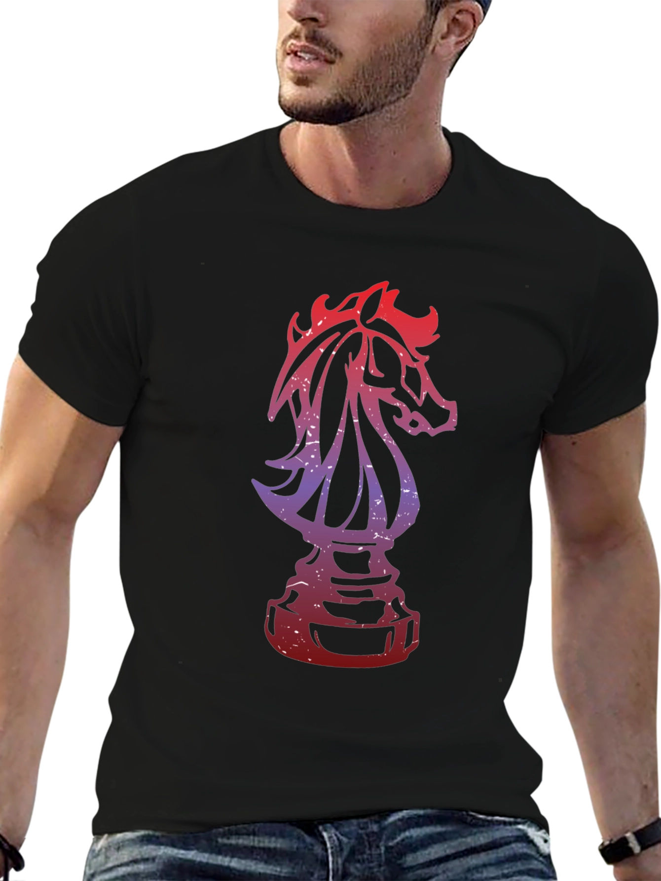 Chess Knight Graphic Tee - Stylish Mens T-Shirt