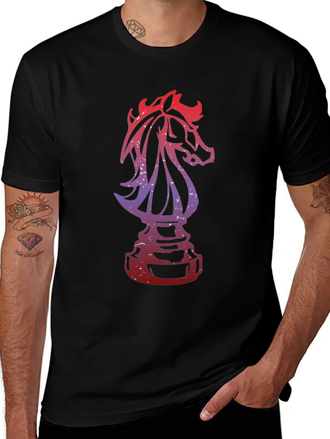 Chess Knight Graphic Tee - Stylish Mens T-Shirt