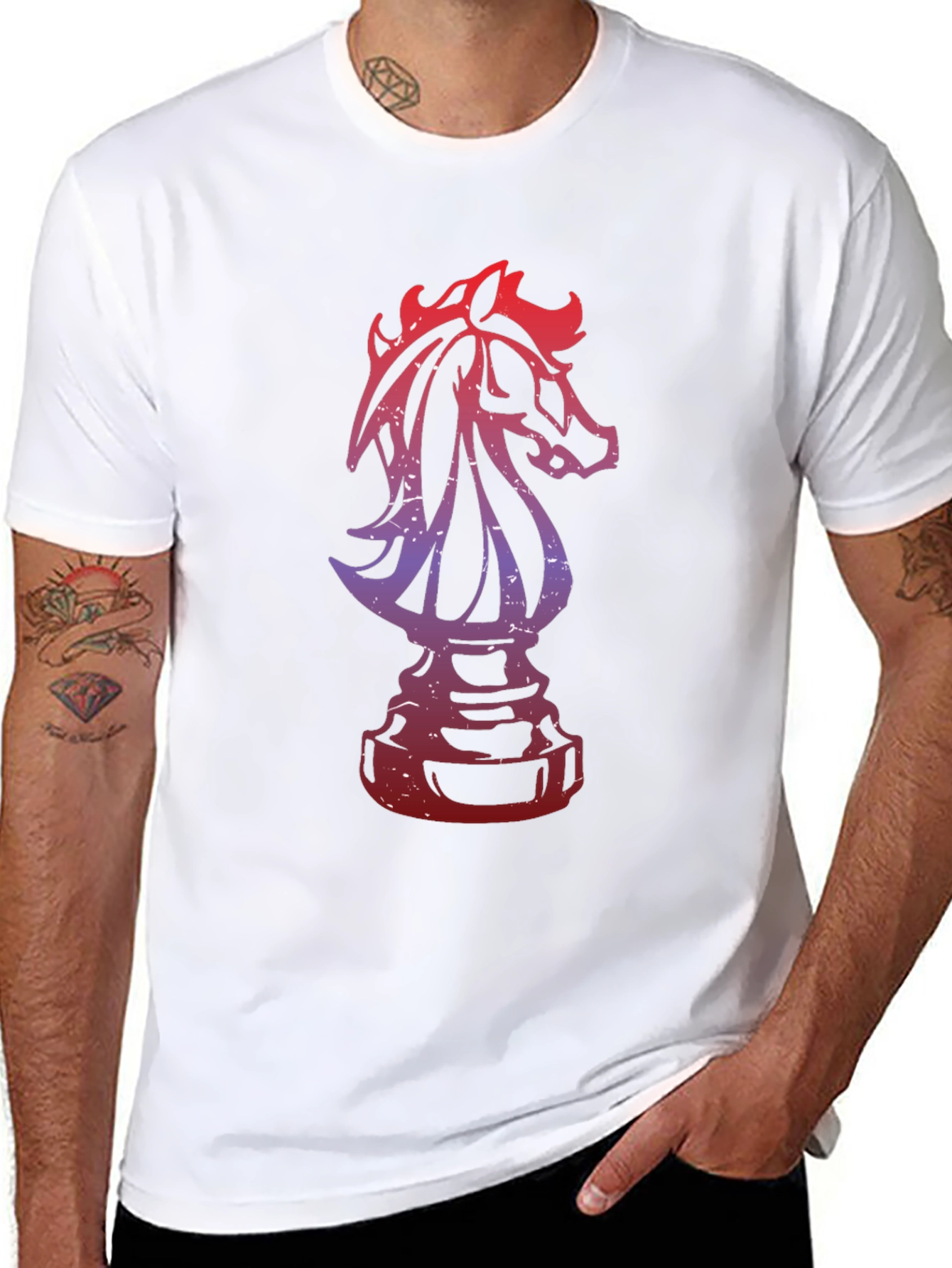 Chess Knight Graphic Tee - Stylish Mens T-Shirt