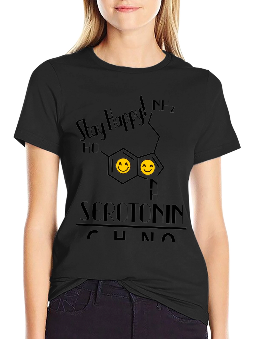 Stay Happy Serotonin Graphic T-Shirt - Science Tee