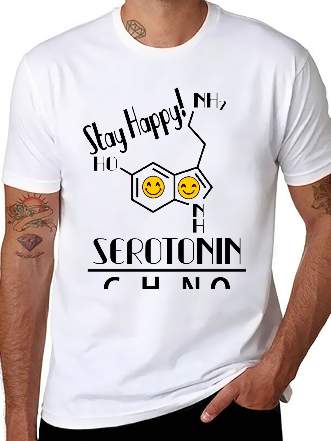 Stay Happy Serotonin Graphic T-Shirt - Science Tee