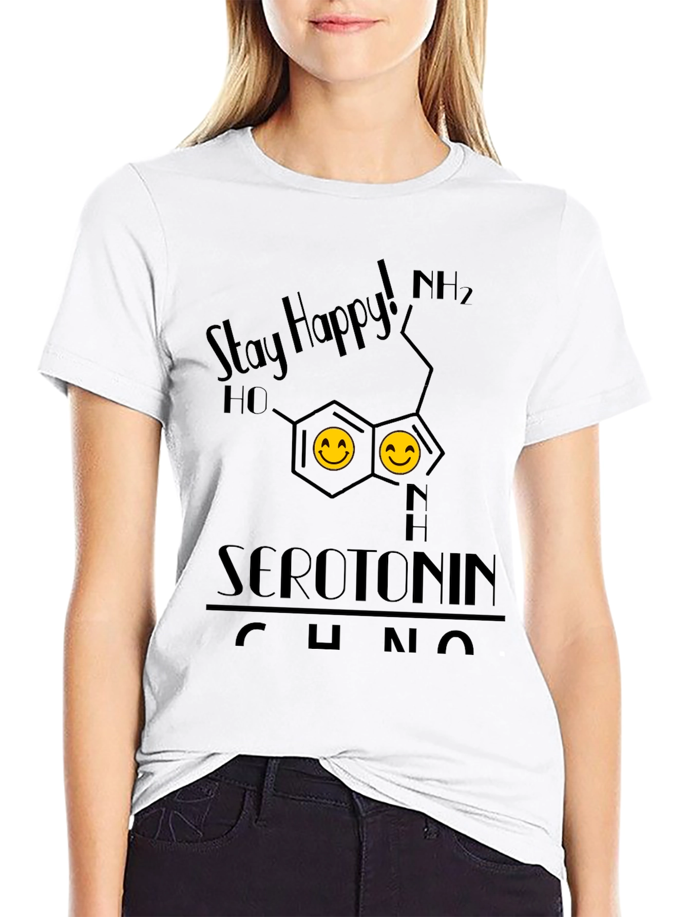 Stay Happy Serotonin Graphic T-Shirt - Science Tee